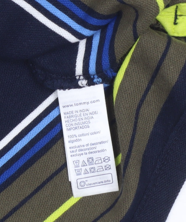 Tommy Hilfiger Boys Multicoloured Striped Polo Shirt 12-14 Years Cotton