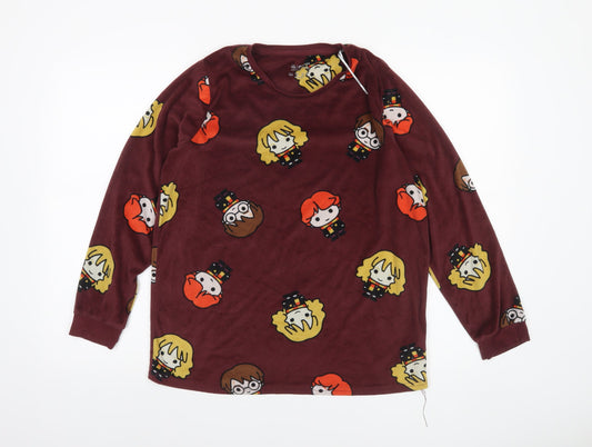 Harry Potter Women's Maroon Fleece Pyjama Top Size 10-12