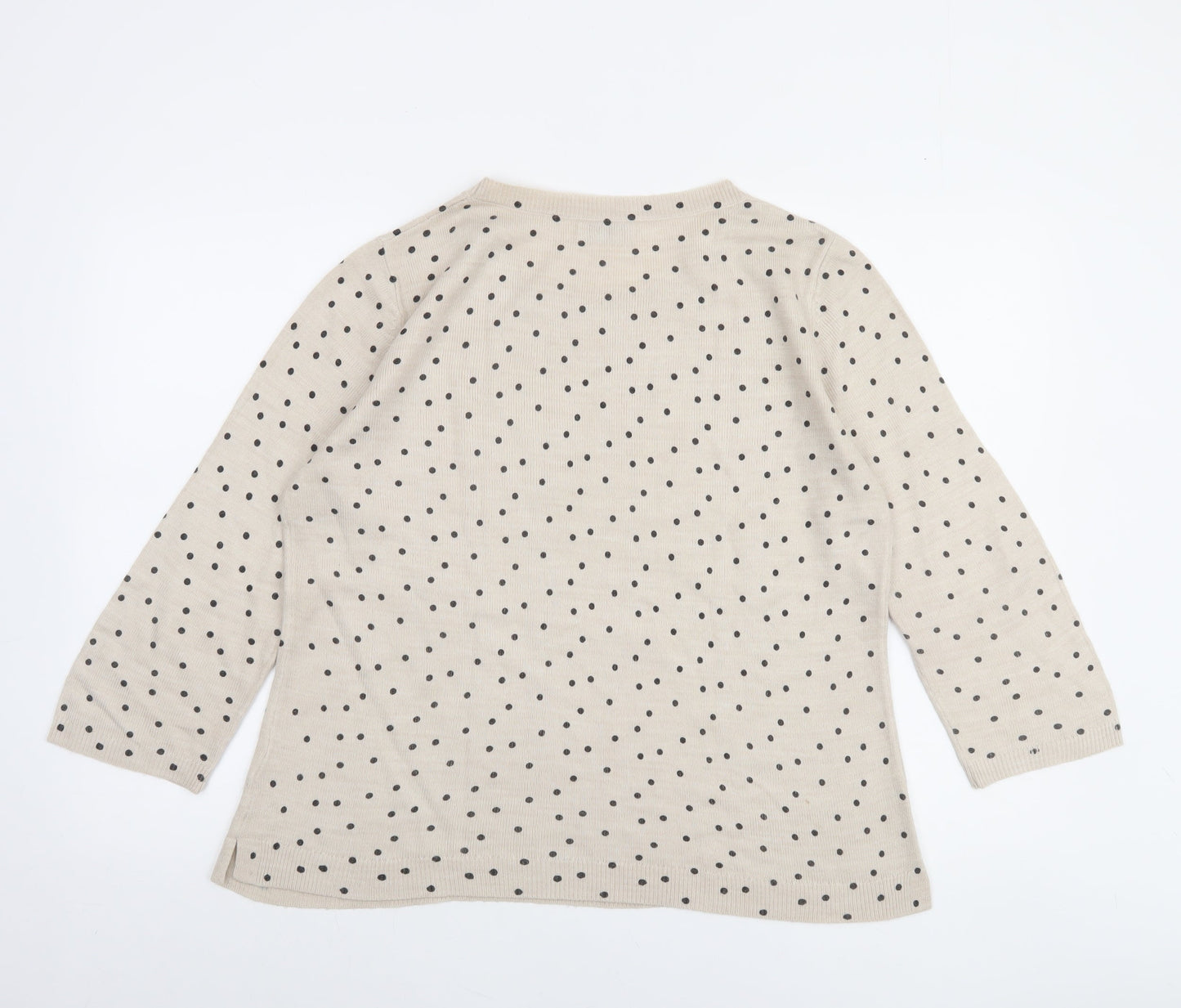 Papaya Women Beige Polka Dot Acrylic 3/4 Sleeve Jumper Size 12