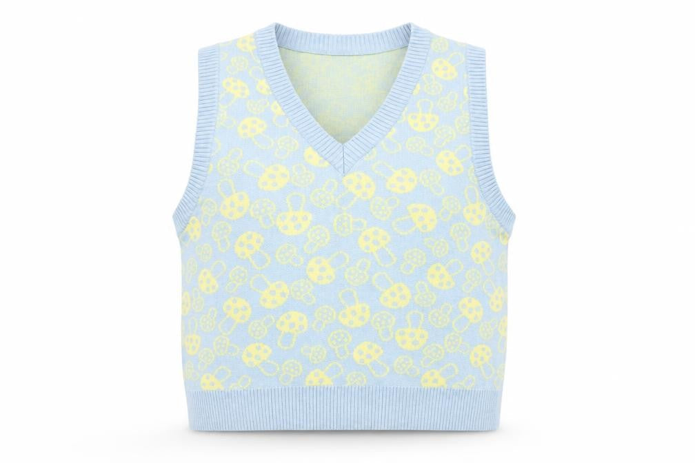 Motel Women Blue Knit V-Neck Sleeveless Vest Jumper Size S