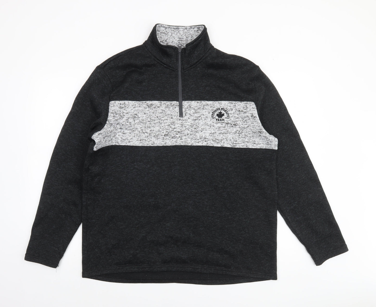 Atlas For Men L Grey 1/4 Zip Fleece Sweatshirt High Neck Regular Fit