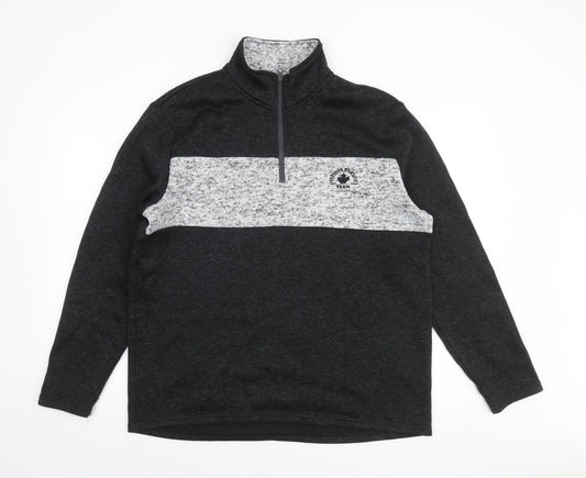 Atlas For Men L Grey 1/4 Zip Fleece Sweatshirt High Neck Regular Fit