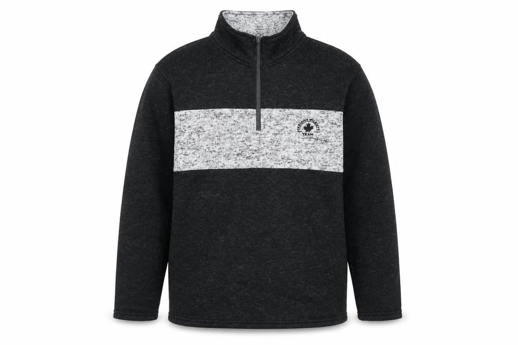 Front view of Atlas For Men L Grey 1/4 Zip Fleece Sweatshirt High Neck Regular Fit