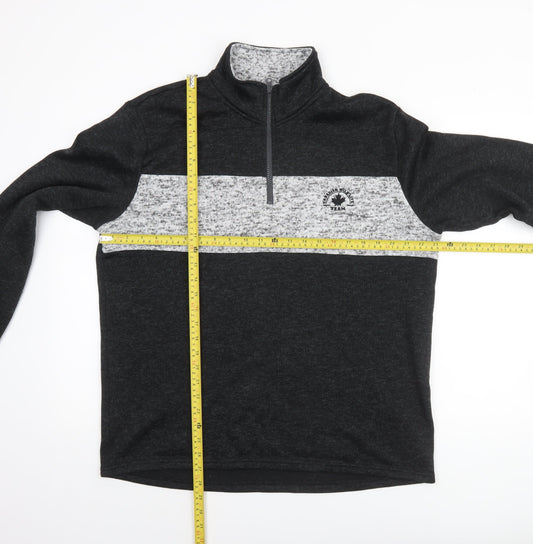 Atlas For Men L Grey 1/4 Zip Fleece Sweatshirt High Neck Regular Fit