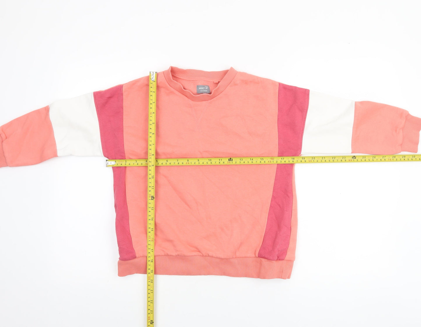 Next Girls Pink Colourblock Fleece Pullover Sweatshirt 9 Years