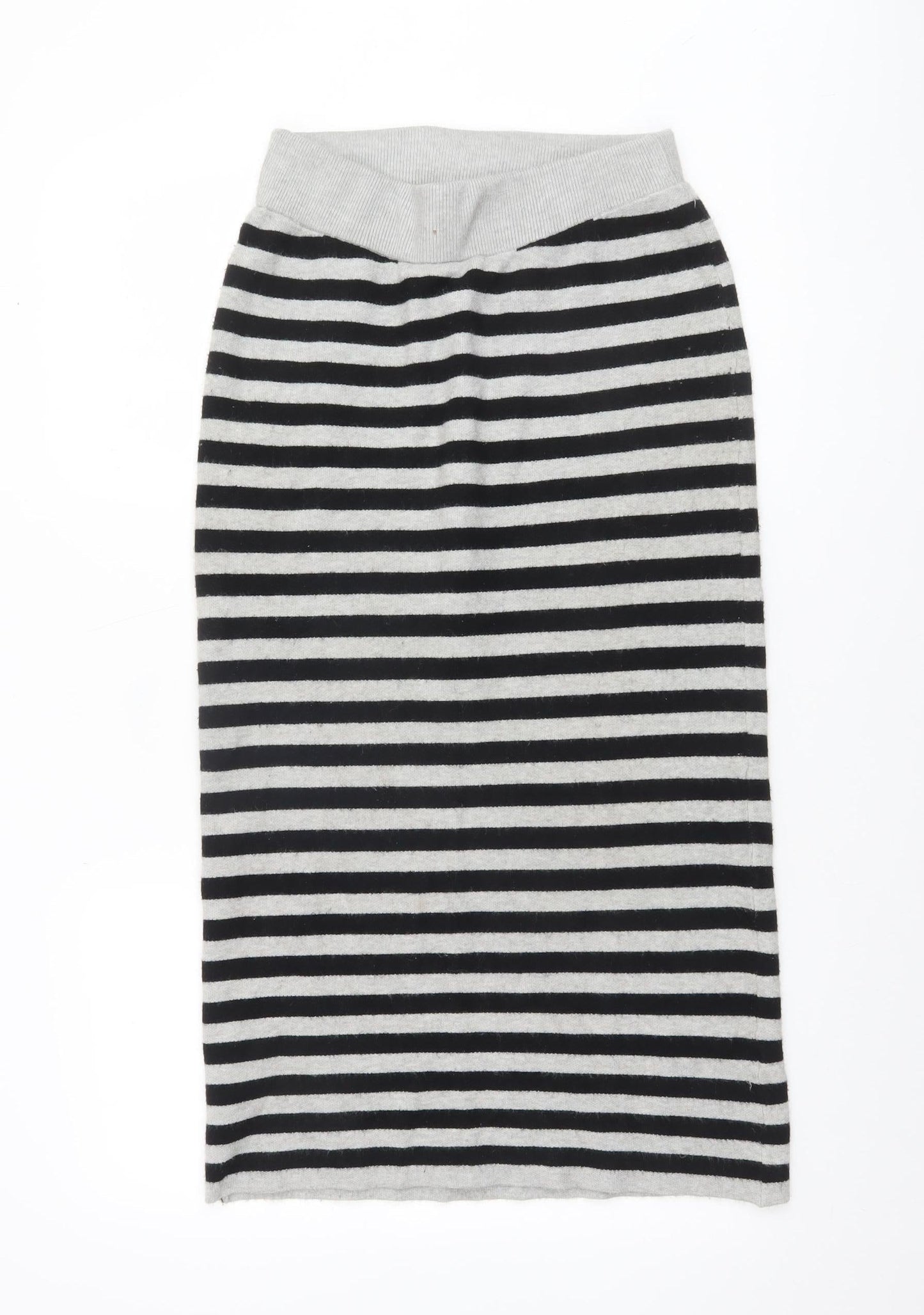 Yellow Label Women's Black Striped Midi Knit Skirt Size L