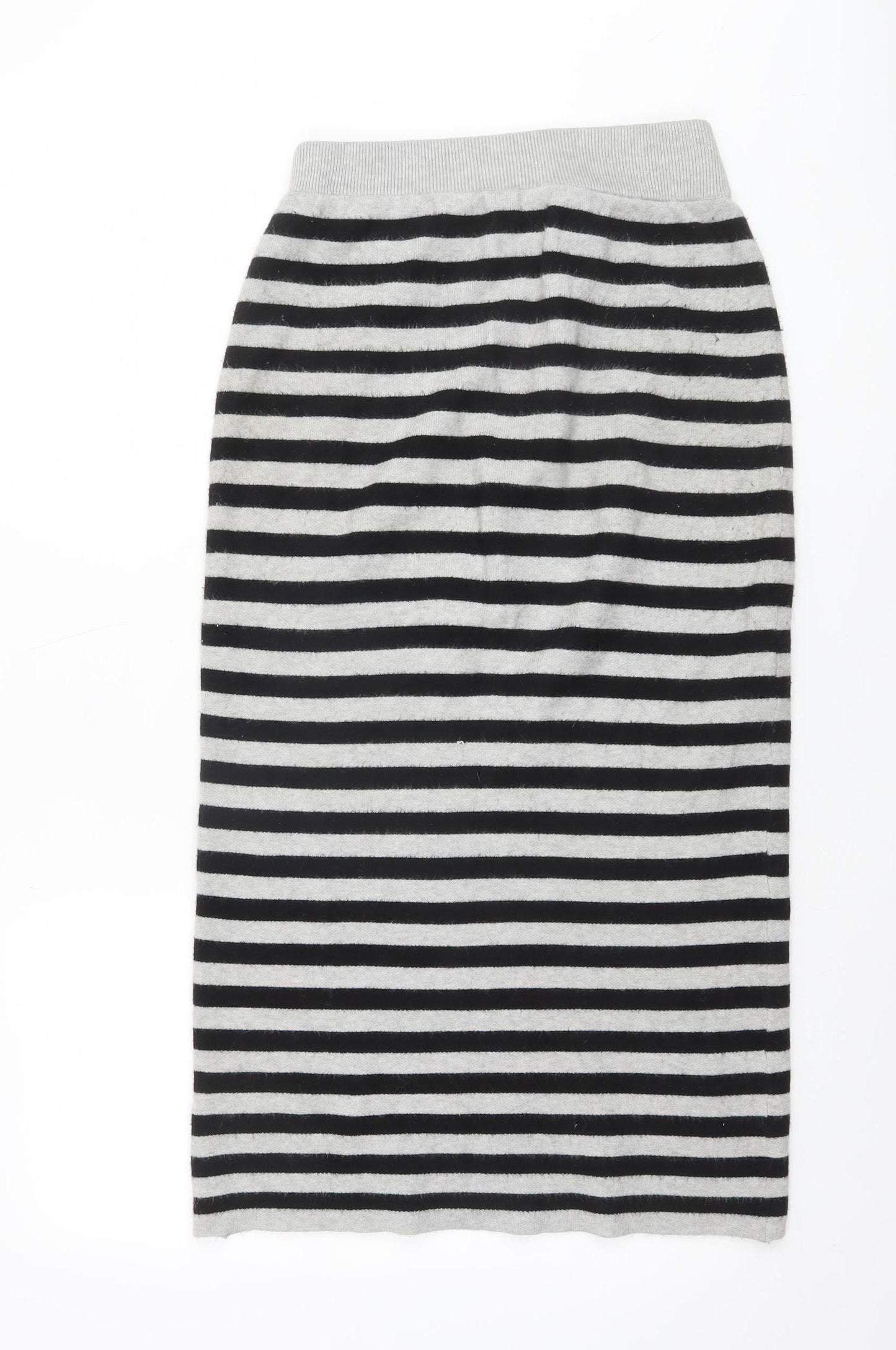 Yellow Label Women's Black Striped Midi Knit Skirt Size L