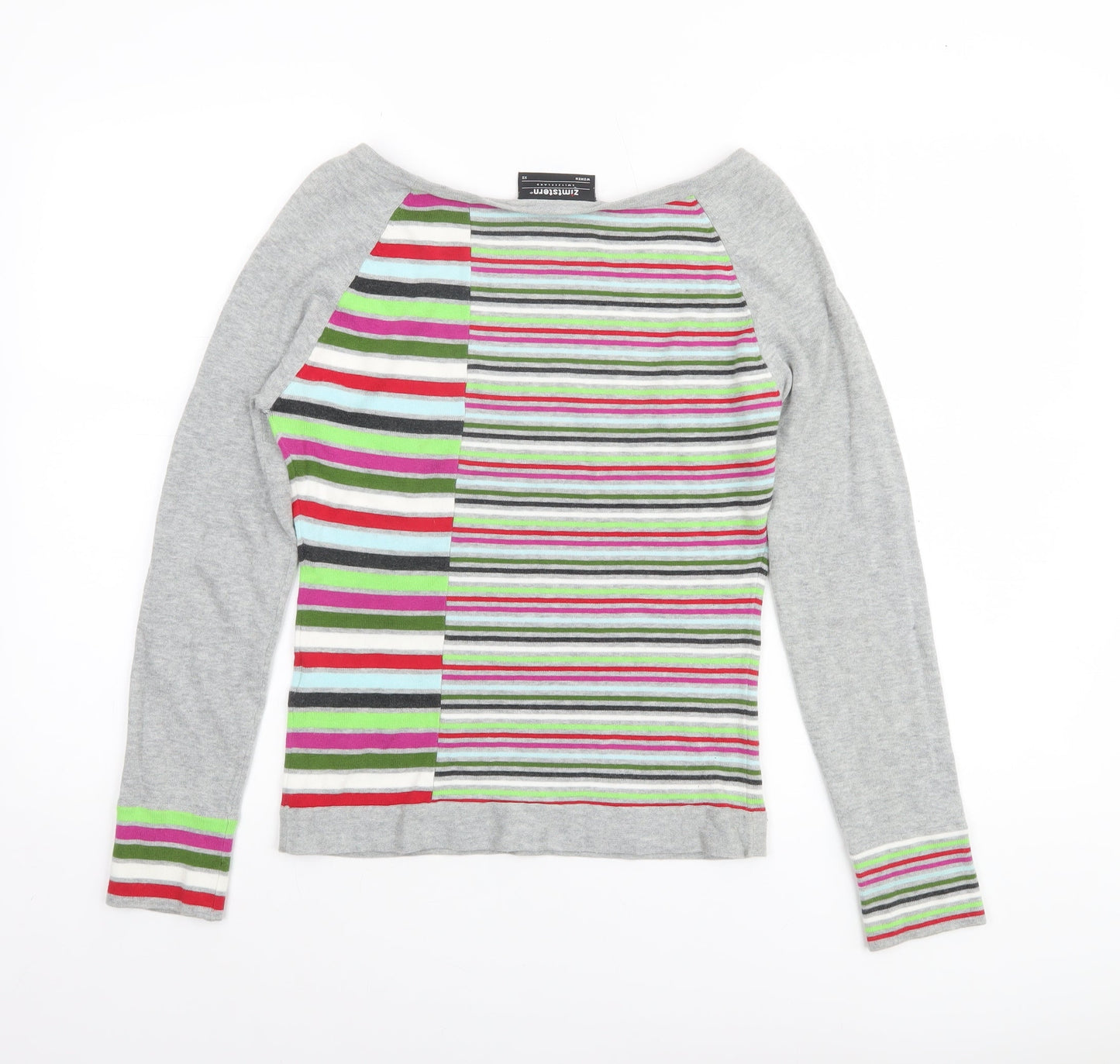 Zimtstern Women Multicoloured Striped Cotton Boat Neck Jumper XS
