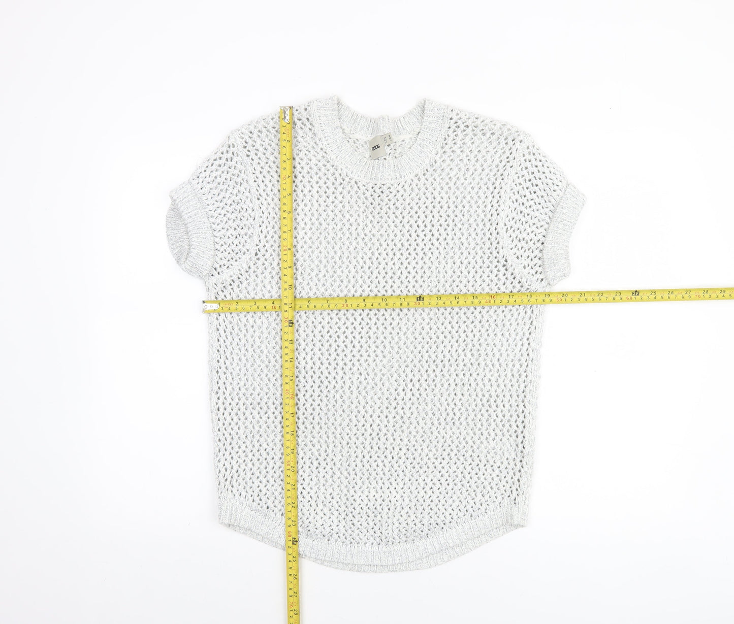 ASOS Women’s White Open-Knit Short Sleeve Jumper Size 10