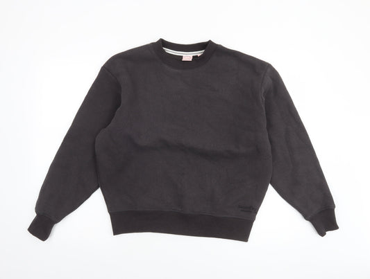 Superdry Women Black Size 10 Crew Neck Vintage Sweatshirt