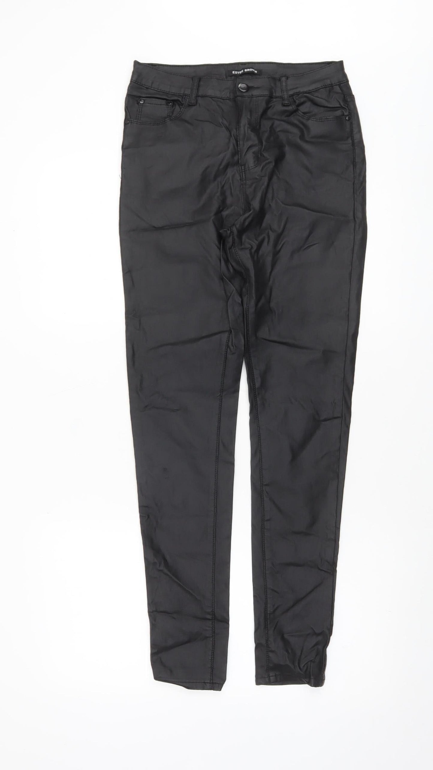 Estee Brown Womens Black Slim Fit Stretch Trousers Size 12
