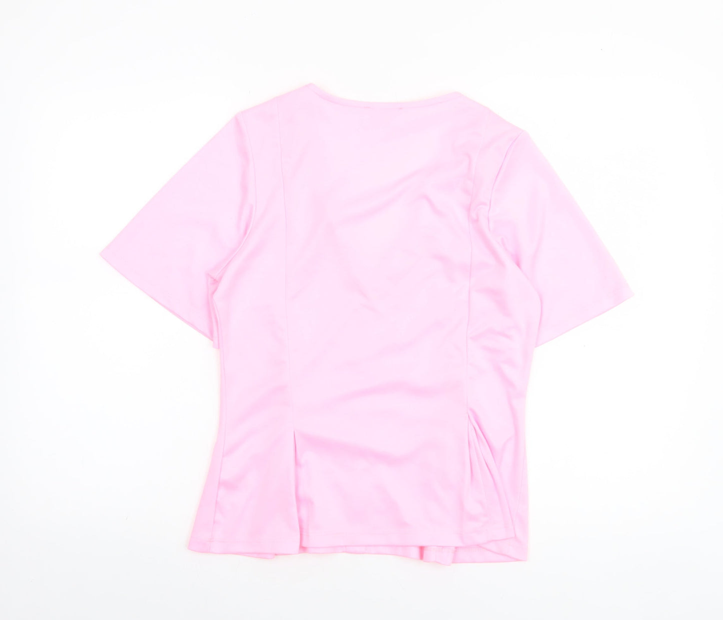Savida Women Pink Short Sleeve V-Neck Button Blouse Size 10