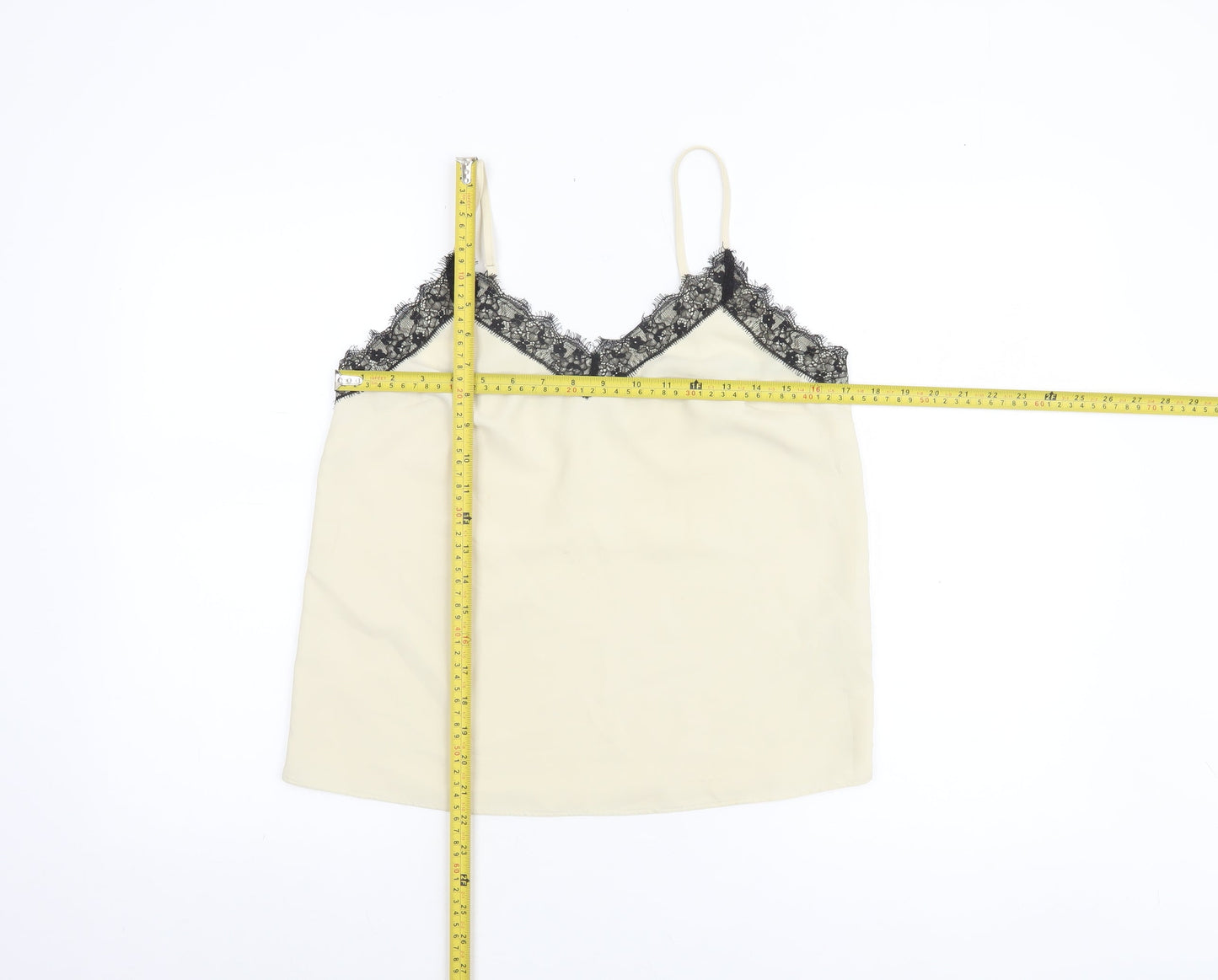 Topshop Women's Ivory Lace Trim Camisole Tank Top UK 10