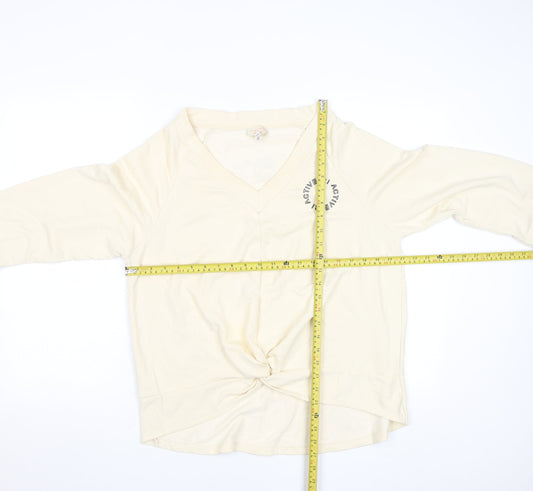 River Island Women’s Beige V-Neck Twist Front Sweatshirt Size M