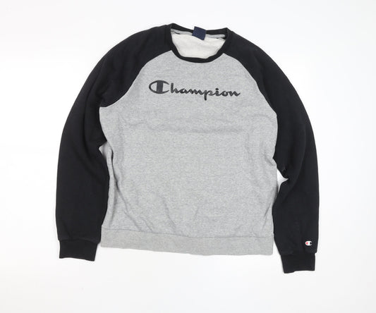 Champion Teens Grey 2XL Pullover Sweatshirt with Logo Print
