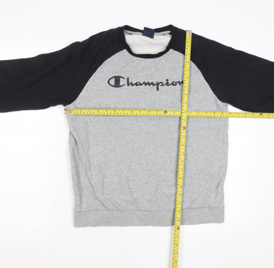 Champion Teens Grey 2XL Pullover Sweatshirt with Logo Print