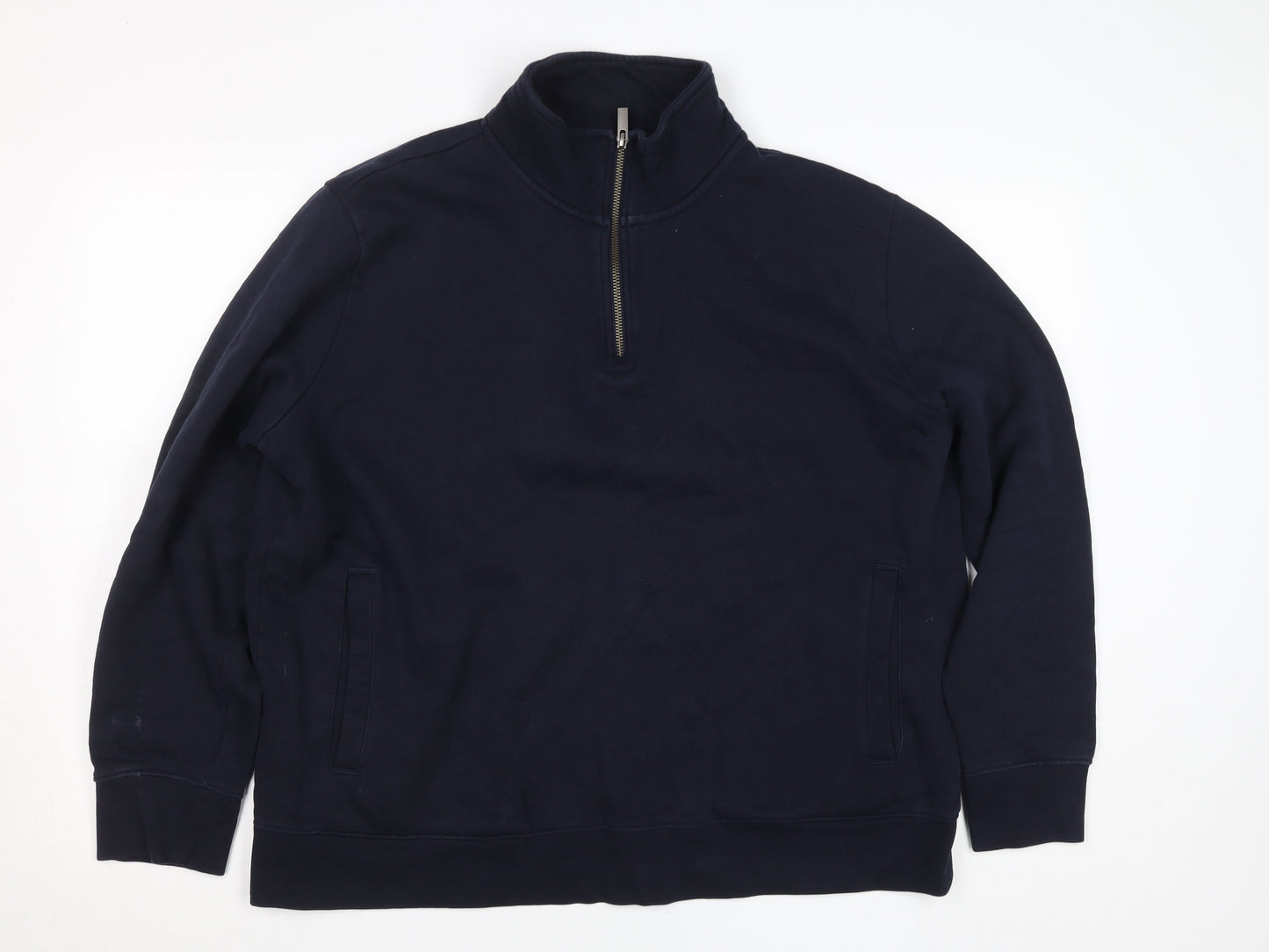 Marks and Spencer Women Navy Blue 1/2 Zip Sweatshirt XXL Cotton Blend