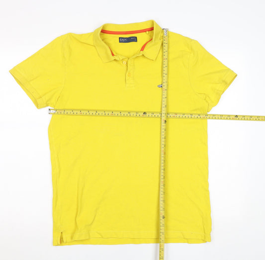 Easy Men's Yellow Slim Fit Polo Shirt Size L Cotton Blend