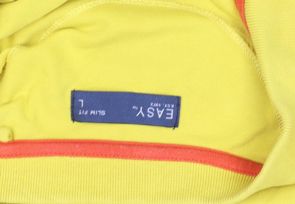 Easy Men's Yellow Slim Fit Polo Shirt Size L Cotton Blend