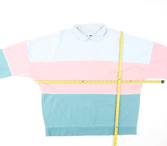 Topman Men's Multicoloured Collared Stripe Sweatshirt L