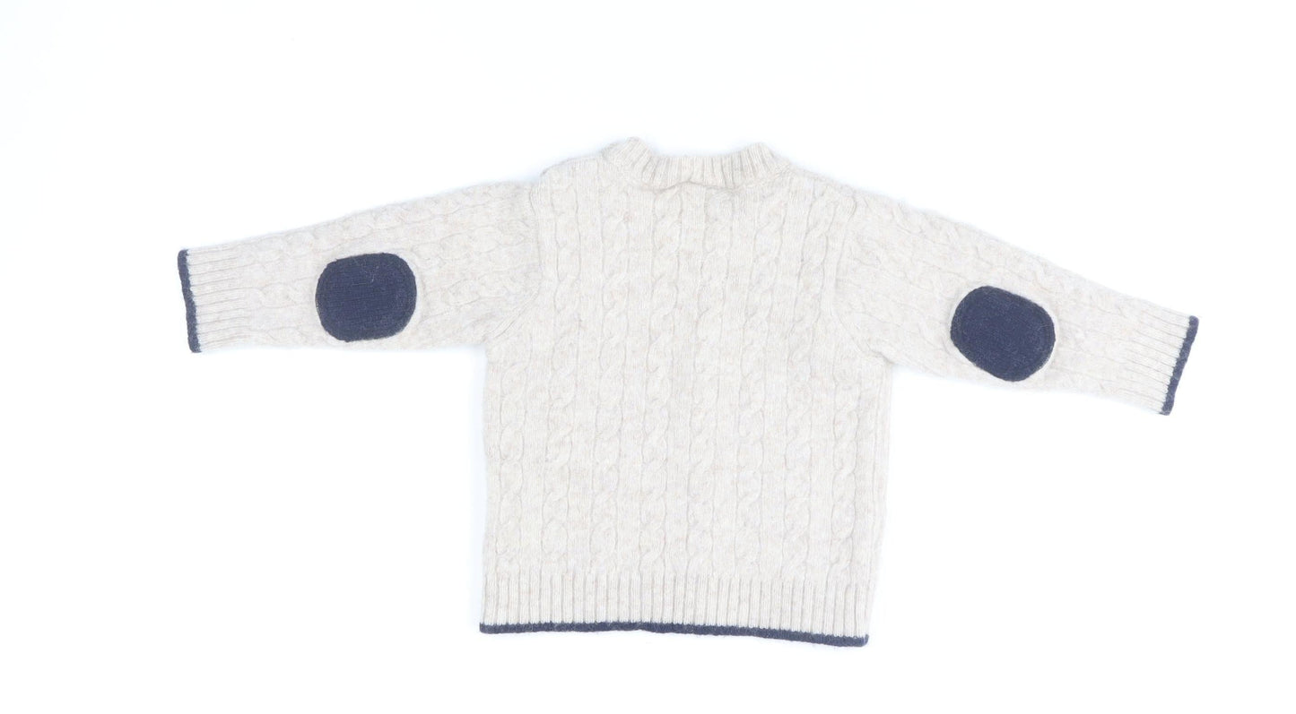 JoJo Maman Bébé Beige Lambswool Knit Baby Jumper 18-24 Months