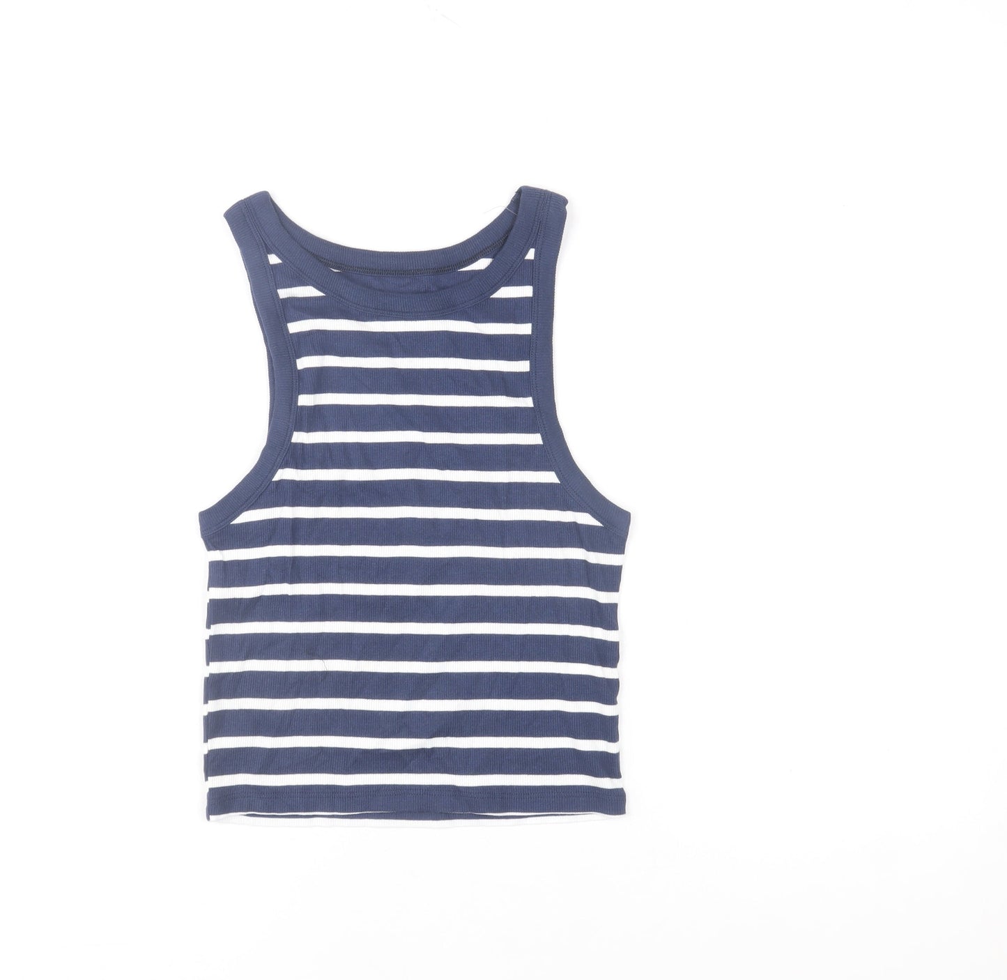 Marks and Spencer Women’s Blue Striped Cotton Tank Top L