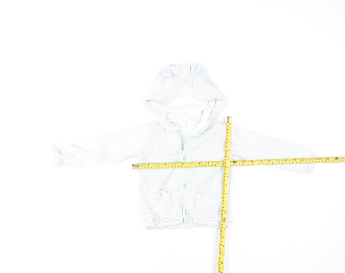 John Lewis Unisex Baby Ivory Cotton Hooded Button Jacket 12-18 Months