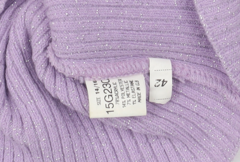 Todayswoman Womens Purple Strapless Ribbed Knit Camisole Top Size 14/16