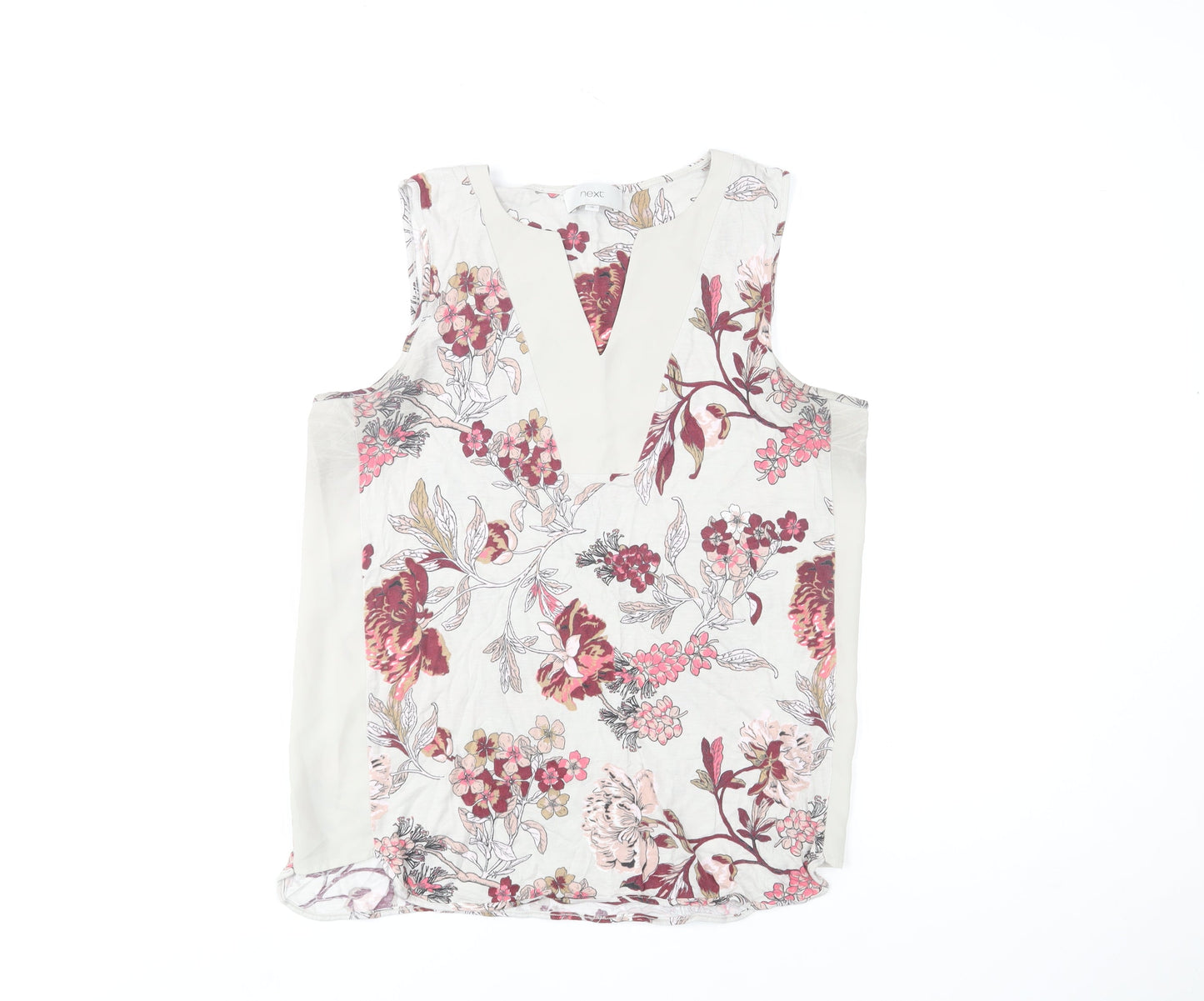 Next Womens Floral Viscose Sleeveless V-Neck Blouse Size 16 Multicoloured