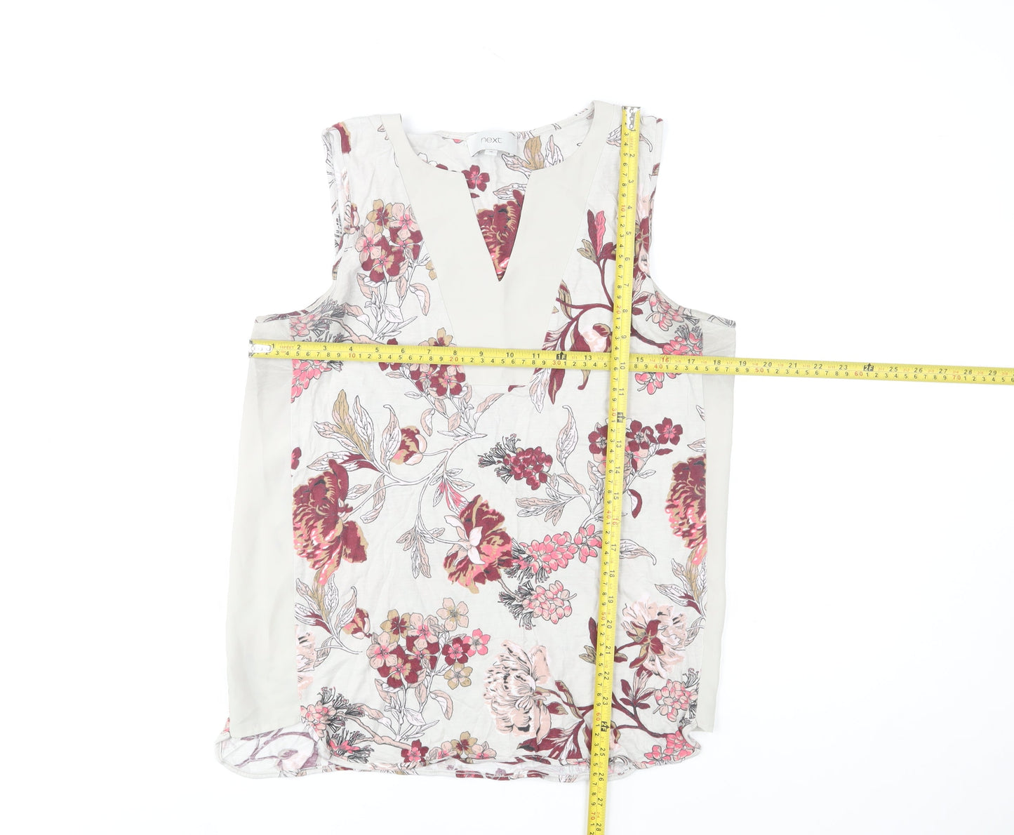 Next Womens Floral Viscose Sleeveless V-Neck Blouse Size 16 Multicoloured