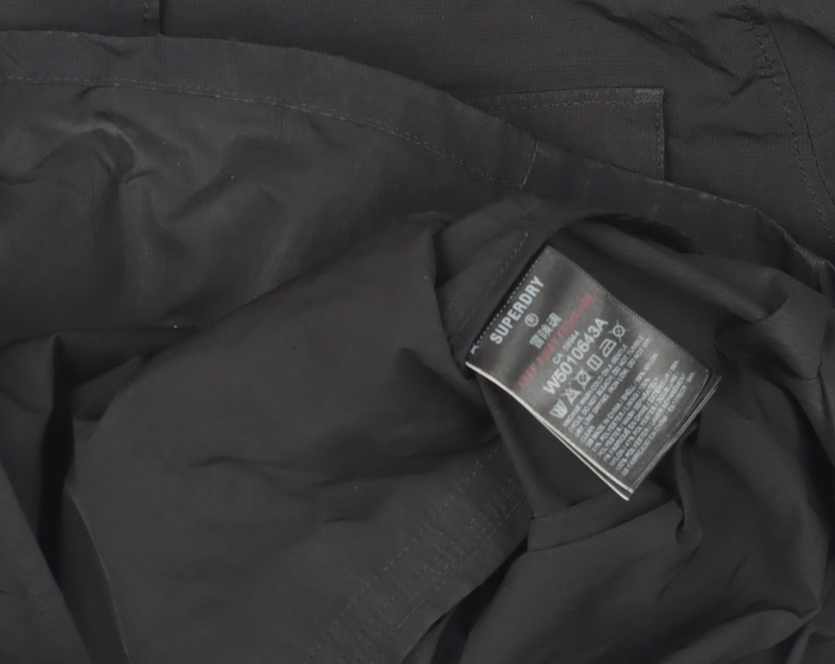 Superdry Womens Black Military Jacket Size 12 Cotton Blend