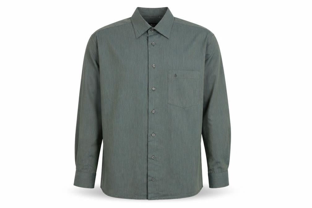 Melka Mens Green Cotton Blend Long Sleeve Button-Up Shirt 16.5in