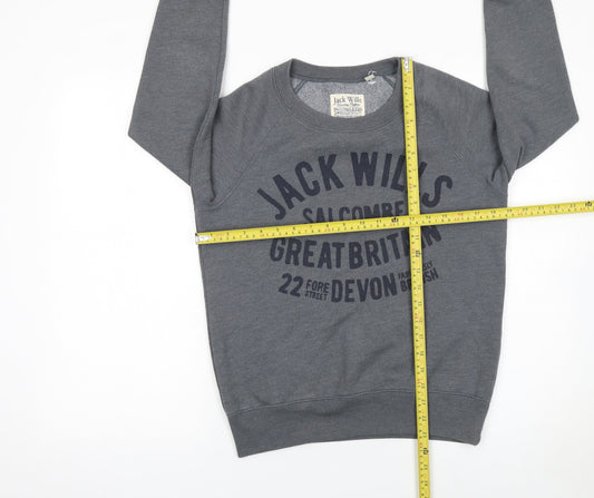 Womens UK 8 Regular Jack Wills Grey Pullover Sweatshirt