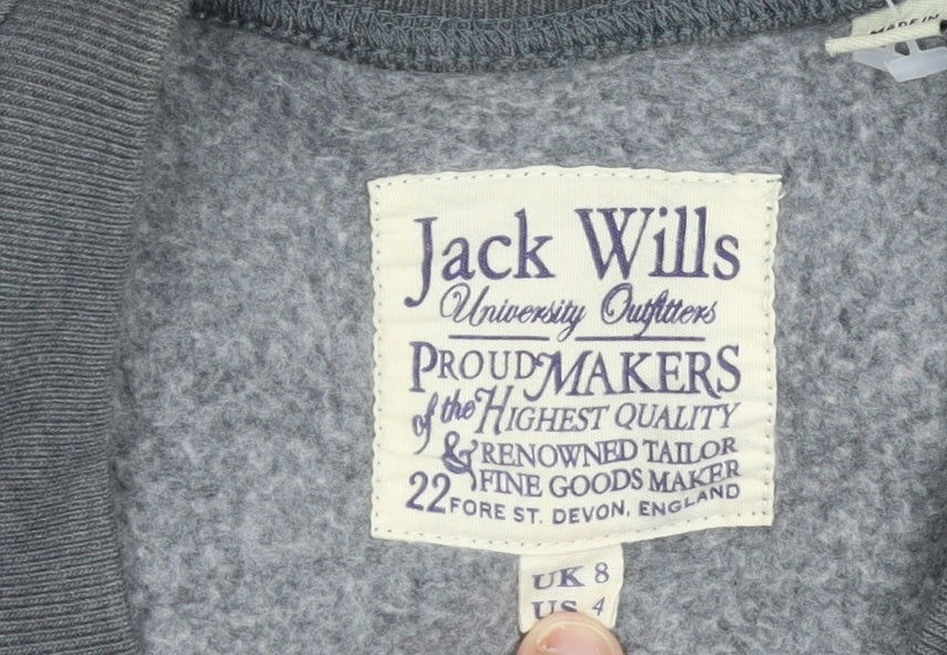 Womens UK 8 Regular Jack Wills Grey Pullover Sweatshirt