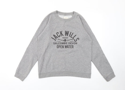 Womens UK 12 Regular Jack Wills Grey Pullover Sweatshirt