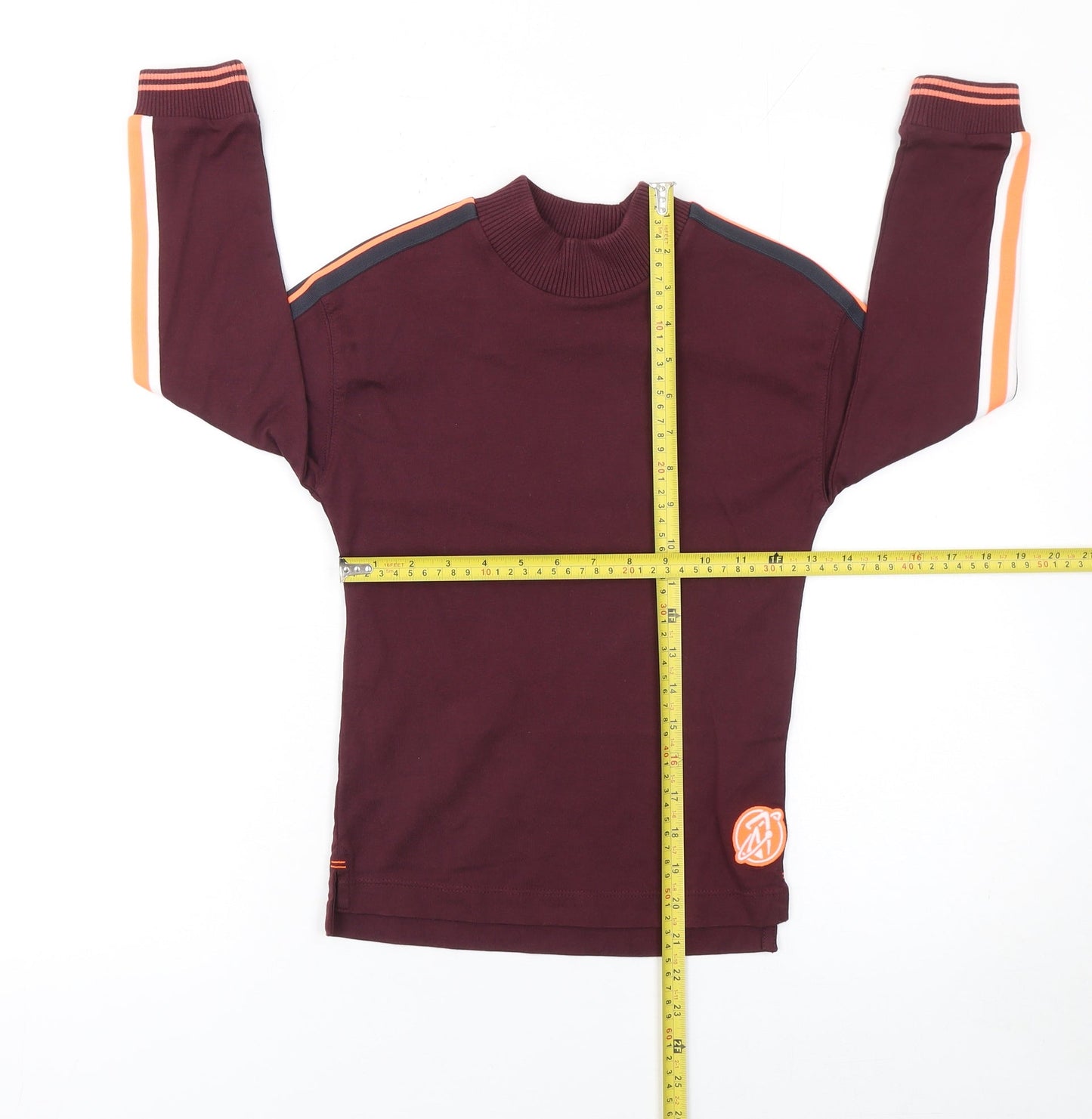 Marks and Spencer Boys Red Stripe Sleeve Mock Neck Sweatshirt 6-7 Years
