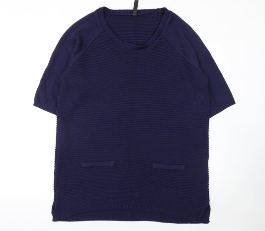 Arcadia Women’s Blue Knit Short Sleeve Pullover Jumper Size 18