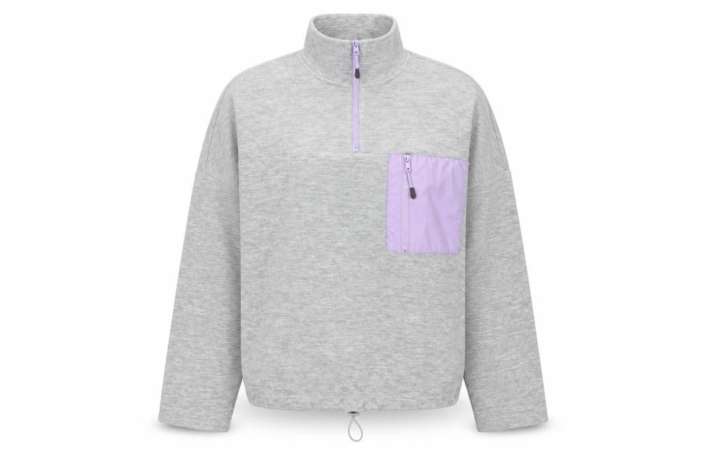 Monki Womens Grey 1/4 Zip Pullover Sweatshirt Size S