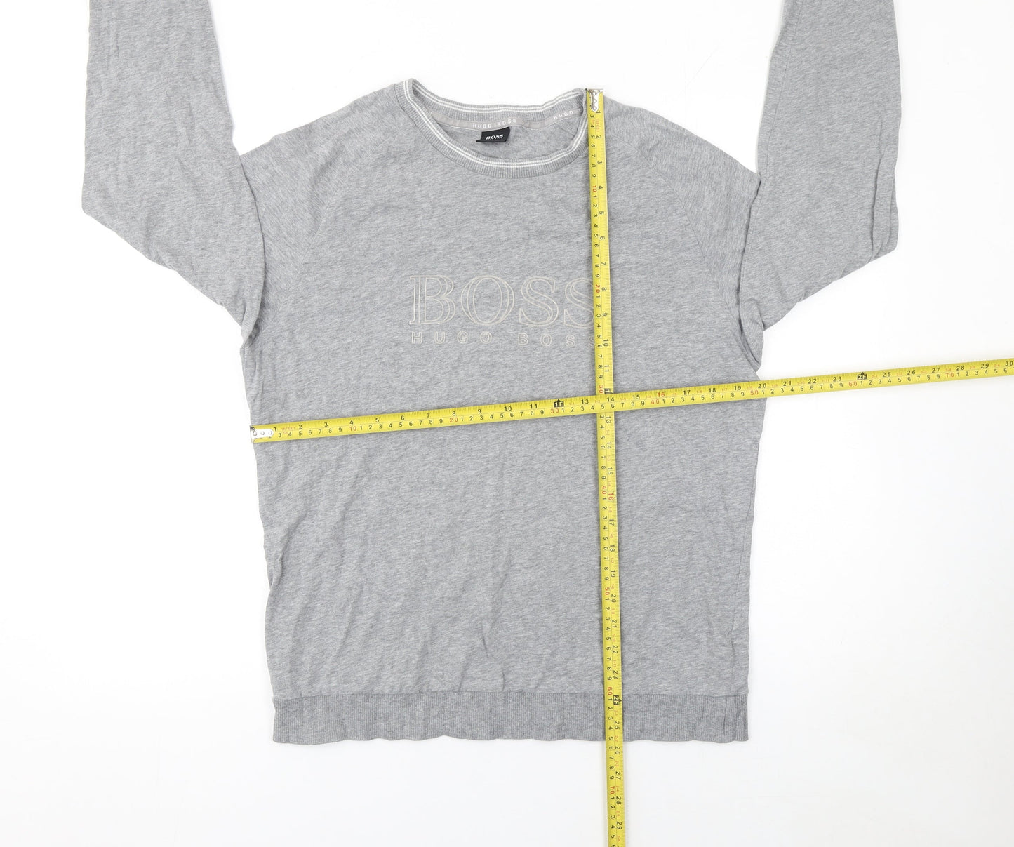 Hugo Boss Men's Grey Logo Cotton Pullover Sweatshirt Size L