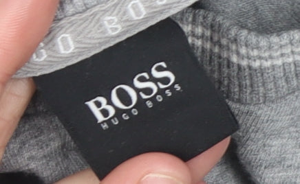 Hugo Boss Men's Grey Logo Cotton Pullover Sweatshirt Size L