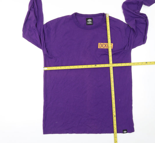 Dickies Men’s Purple Long Sleeve Crew Neck Cotton T-Shirt Size L