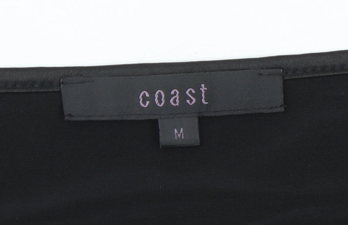 Coast Women's Black Mesh Embroidered Tunic Blouse Size M