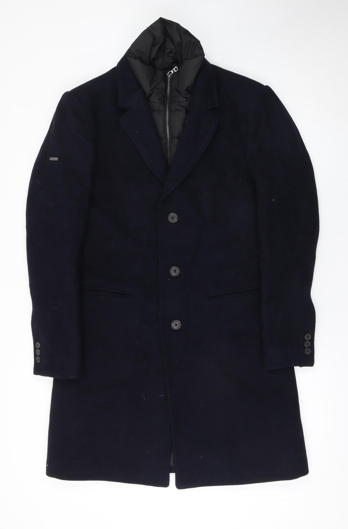 Superdry Studios Men's Black Wool Overcoat Size S Regular Fit