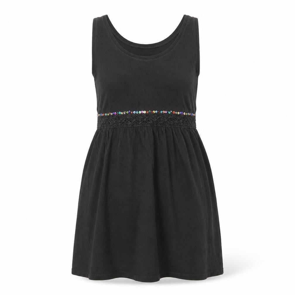 H&M Women's Black Cotton Sequin Camisole Tank Top Size 12
