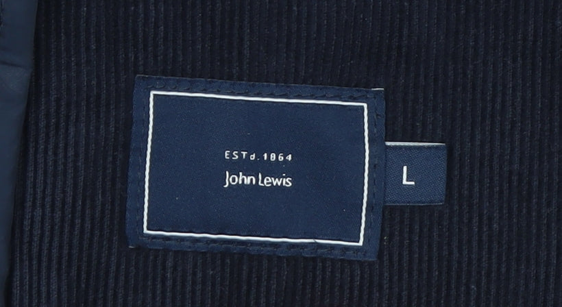 John Lewis Men's Blue Quilted Mid-Length Jacket Size L