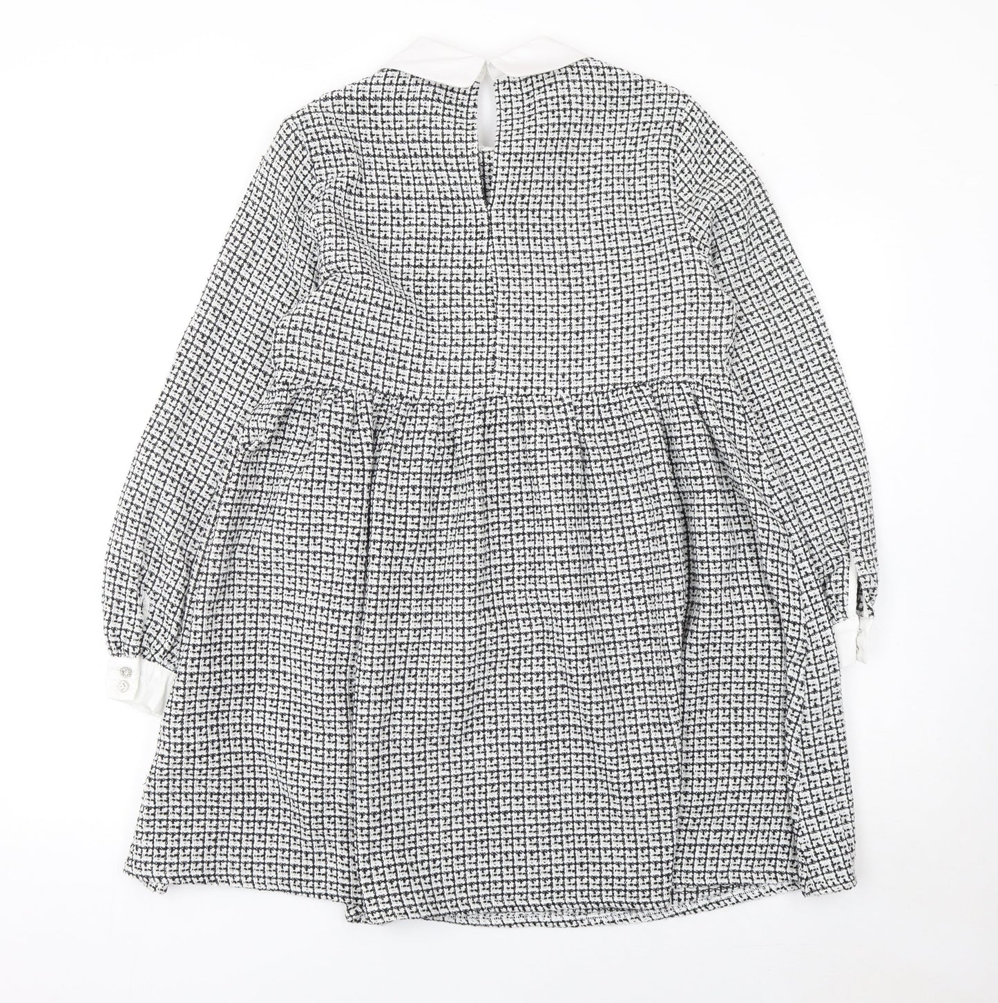 New Look Women’s Black Checked A-Line Collared Dress Size 12
