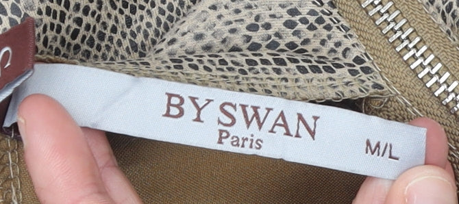 By Swan Women Beige Animal Print Pencil Skirt M Knee Length Stretch