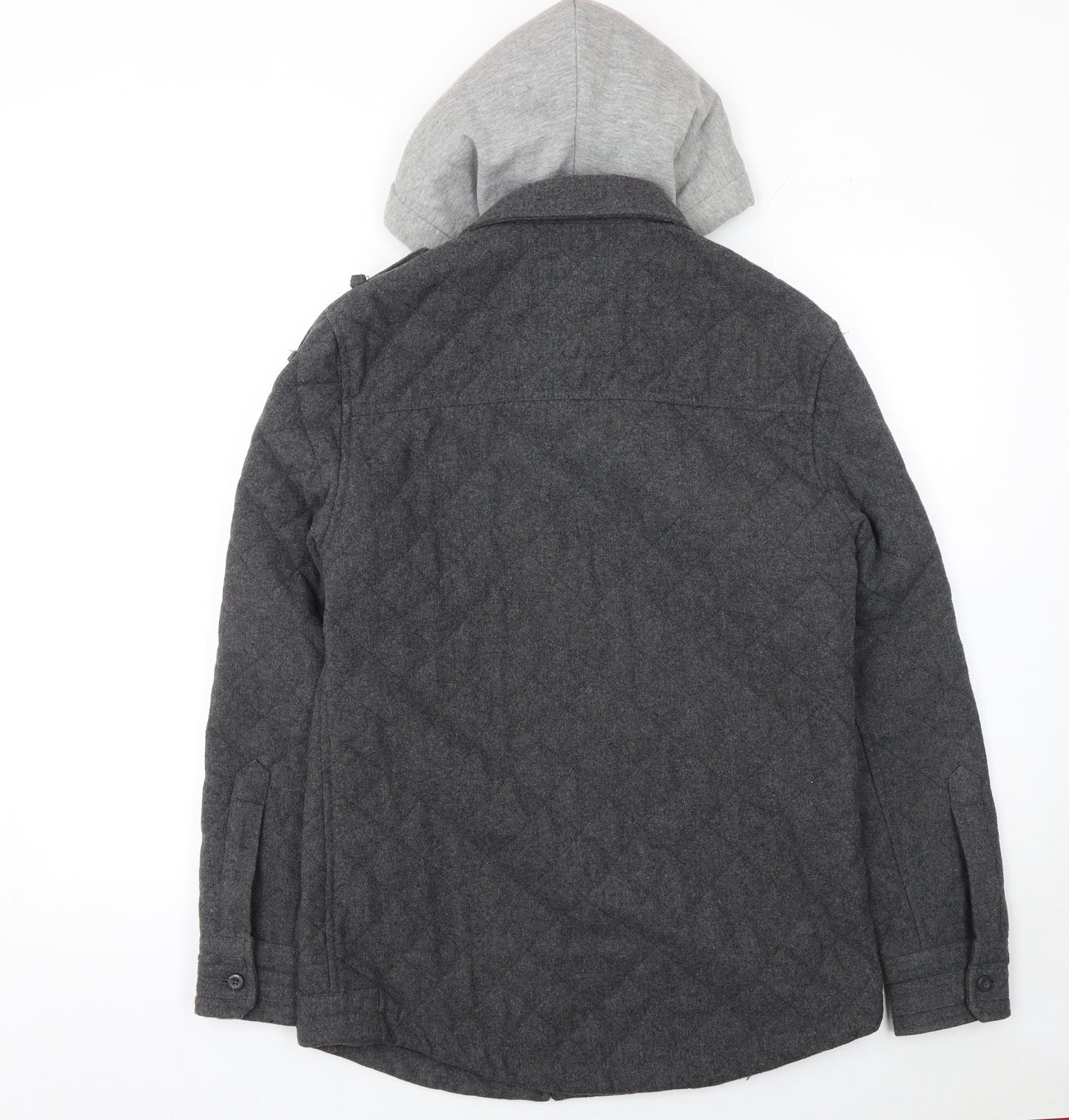 Denim 73 Men's Grey Quilted Hooded Wool Blend Jacket Size S