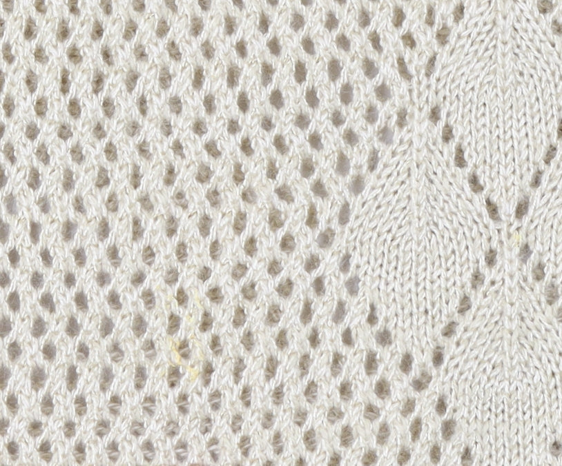 Pulse Women Beige Open-Knit Argyle Sleeveless Cardigan Vest S