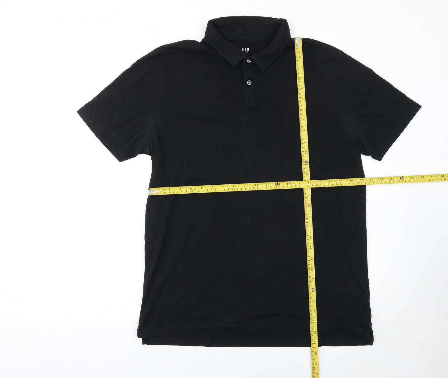 GAP Men’s Black Cotton Short Sleeve Polo Shirt Size L